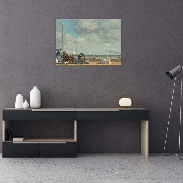 Obraz - Eugène Boudin, Beach at Trouville, reprodukce (70x50 cm)