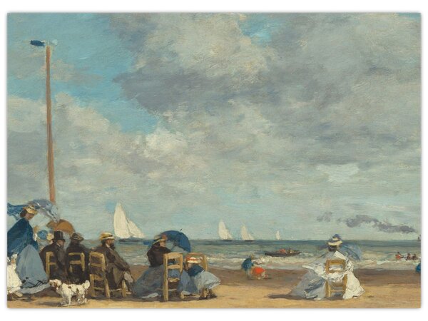 Obraz - Eugène Boudin, Beach at Trouville, reprodukce (70x50 cm)