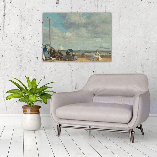 Obraz - Eugène Boudin, Beach at Trouville, reprodukce (70x50 cm)