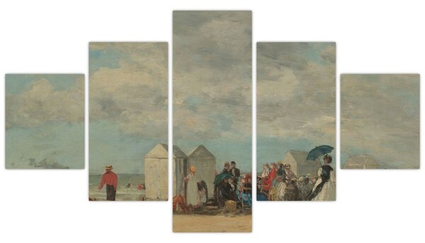 Obraz - Eugène Boudin, Beach Scene, reprodukce (125x70 cm)