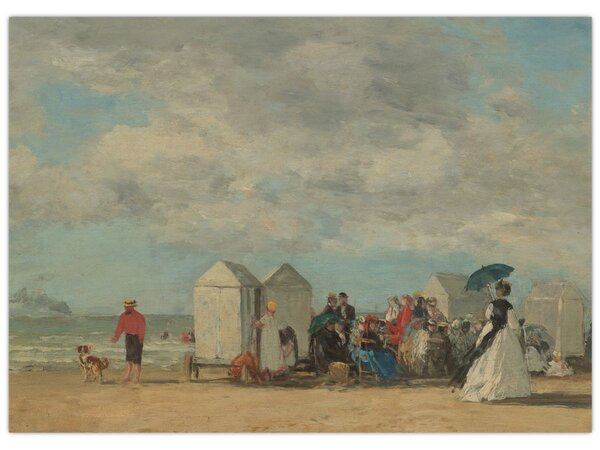 Obraz - Eugène Boudin, Beach Scene, reprodukce (70x50 cm)