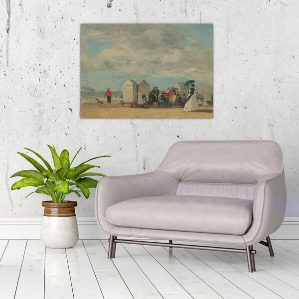 Obraz - Eugène Boudin, Beach Scene, reprodukce (70x50 cm)