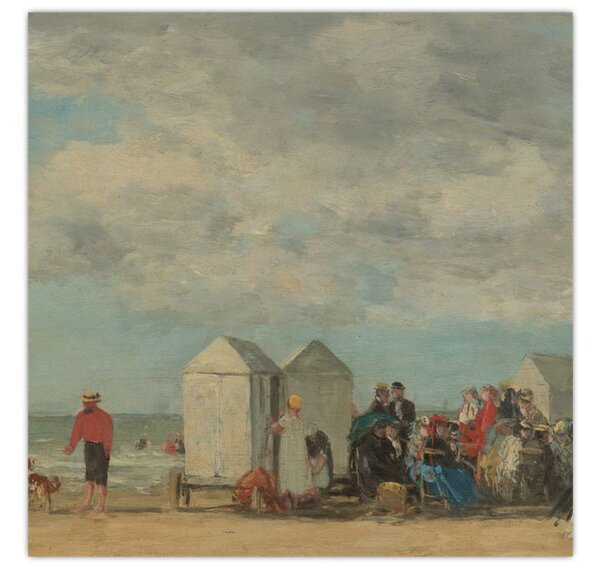Obraz - Eugène Boudin, Beach Scene, reprodukce (30x30 cm)
