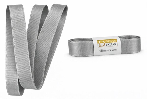 Saténová stuha GRANITE GREY – elegantní matně lesklý satén 15 mm x 3 m