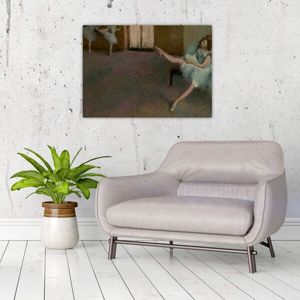 Skleněný obraz - Edgar Degas, Before the Ballet, reprodukce (70x50 cm)