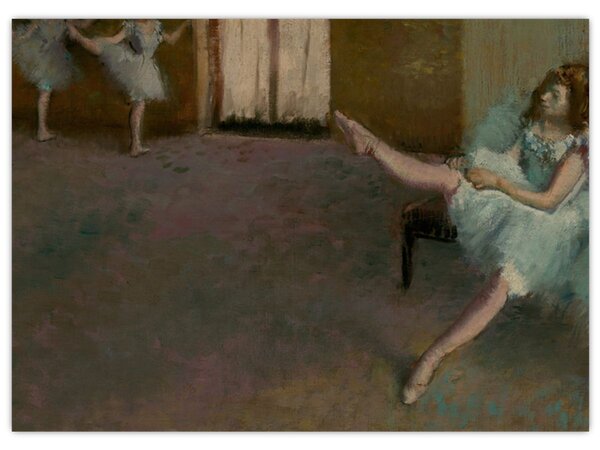 Skleněný obraz - Edgar Degas, Before the Ballet, reprodukce (70x50 cm)