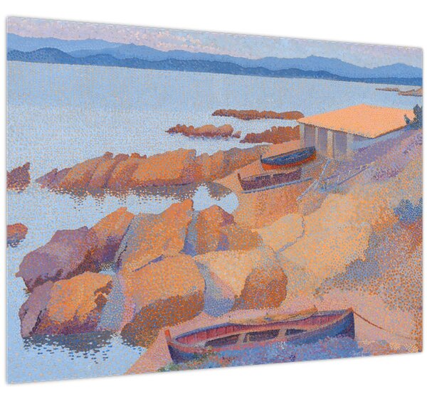 Skleněný obraz - Henri Edmond Cross, Calanque des Antibois, reprodukce (70x50 cm)