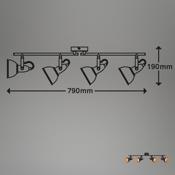 BRILO 2049-045 Bodové svítidlo 79 cm 4x E14 40W černá - BRILO