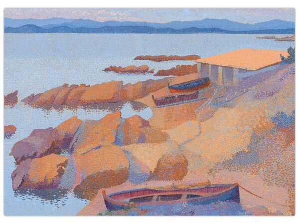 Skleněný obraz - Henri Edmond Cross, Calanque des Antibois, reprodukce (70x50 cm)