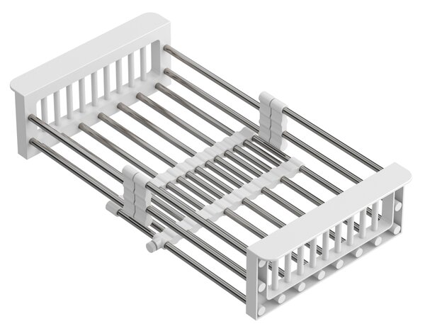 Nastavitelný košík do dřezu bílý/nerezový QUADRON