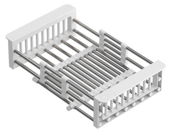 Nastavitelný košík do dřezu bílý/nerezový QUADRON