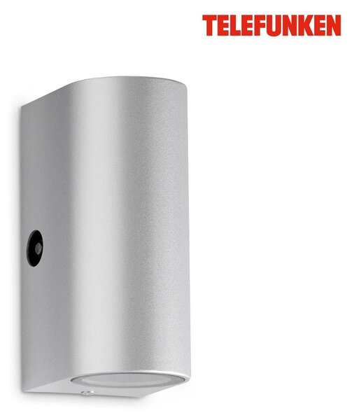 TF 307104TF TELEFUNKEN LED venkovní nástěnné svítidlo s čidlem, 15,1 cm, 10 W, stříbrná - BRILONER