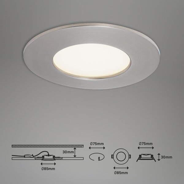 BRI 7282-032 3ks sada LED vestavné svítidlo, pr. 8,5 cm, 4,8 W, matný nikl - BRILONER