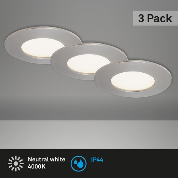 BRI 7282-032 3ks sada LED vestavné svítidlo, pr. 8,5 cm, 4,8 W, matný nikl - BRILONER