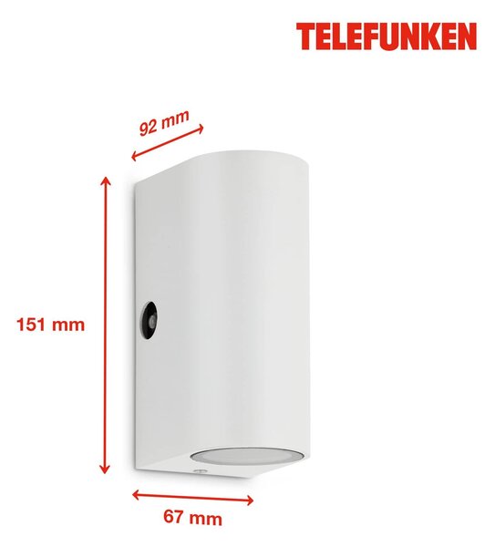 TF 307106TF TELEFUNKEN LED venkovní nástěnné svítidlo s čidlem, 15,1 cm, 10 W, bílé - BRILONER