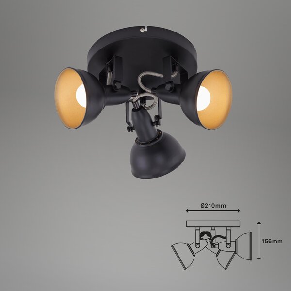 BRILO 2049-035R Bodové svítidlo pr. 21 cm 3x E14 40W černá - BRILO