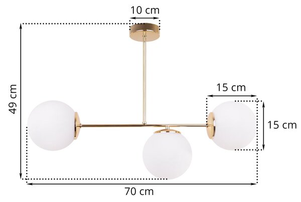 Stropní svítidlo Florence, 3x bílé skleněné stínítko, g
