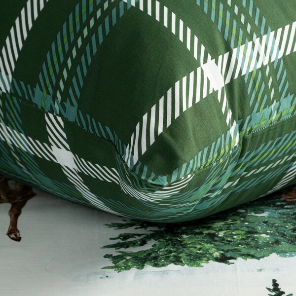 VÁNOČNÍ RENFORCÉ POVLEČENÍ VERDE 200X220 CM, 2 KS 70X80 CM VZOROVANÉ