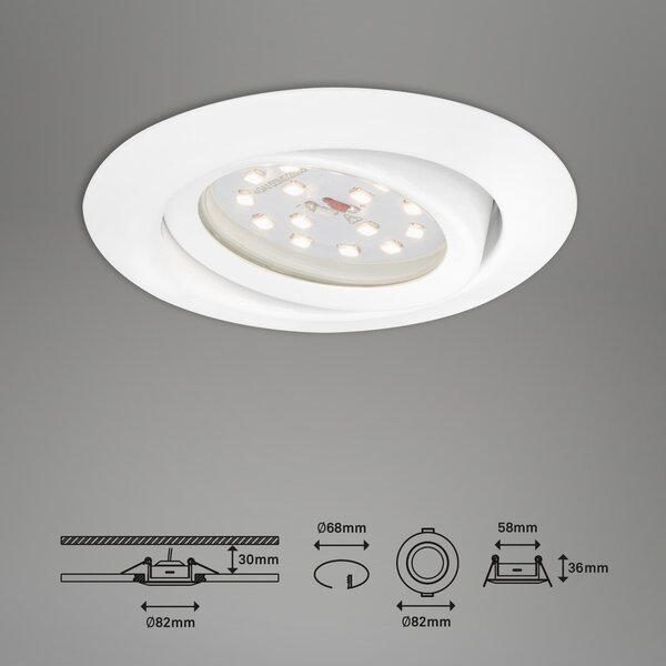 BRI 7172-036 3ks sada LED vestavné svítidlo, pr. 8,2 cm, 3,5 W, bílé - BRILONER