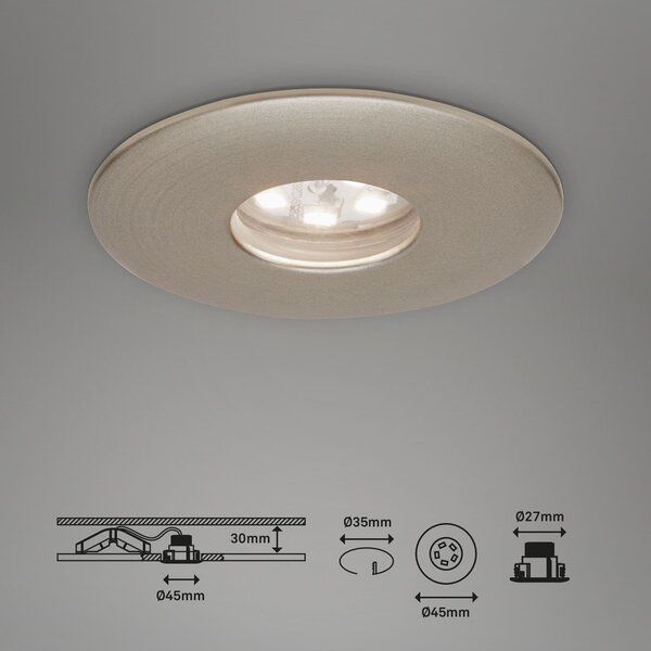 BRI 7240-032 3ks sada LED vestavné svítidlo, pr. 4,5 , 1,8 W, matný nikl - BRILONER