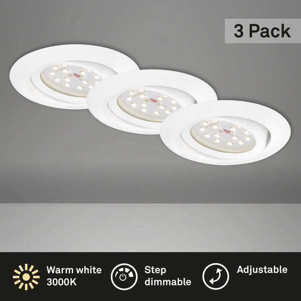 BRI 7172-036 3ks sada LED vestavné svítidlo, pr. 8,2 cm, 3,5 W, bílé - BRILONER