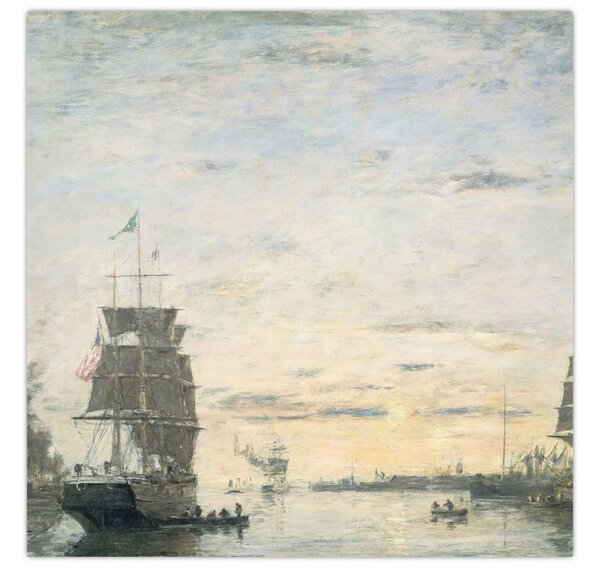 Obraz - Eugène Boudin, Entrance to the Harbor, Le Havre, reprodukce (30x30 cm)