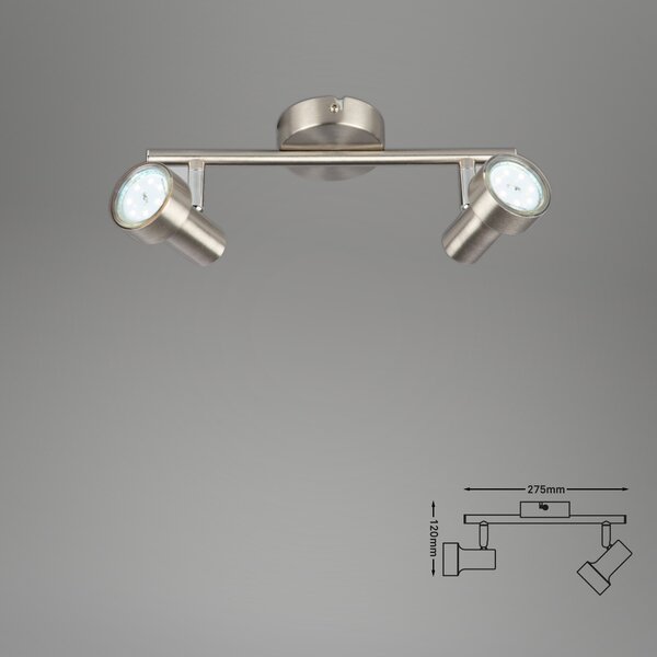 BRI 2843-022 Bodové svítidlo 27,5 cm 2xGU10 500lm 6W matný nikl - BRILONER