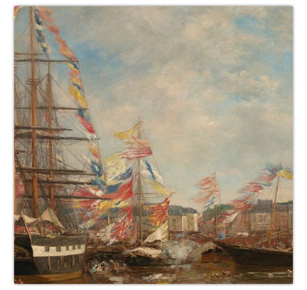 Obraz - Eugène Boudin, Festival in the Harbor of Honfleur, reprodukce (30x30 cm)