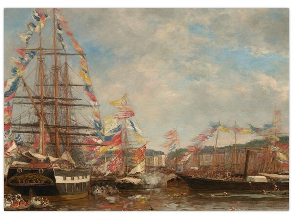 Obraz - Eugène Boudin, Festival in the Harbor of Honfleur, reprodukce (70x50 cm)