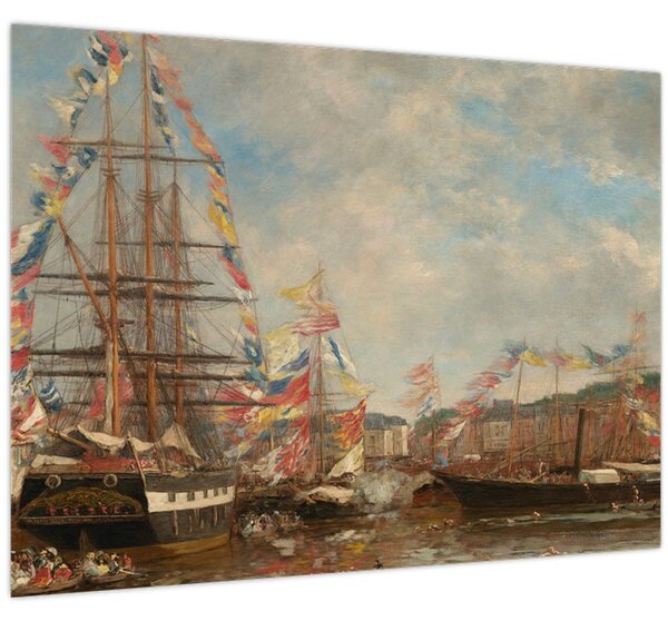 Obraz - Eugène Boudin, Festival in the Harbor of Honfleur, reprodukce (70x50 cm)