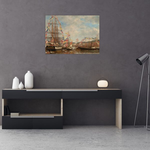Obraz - Eugène Boudin, Festival in the Harbor of Honfleur, reprodukce (70x50 cm)