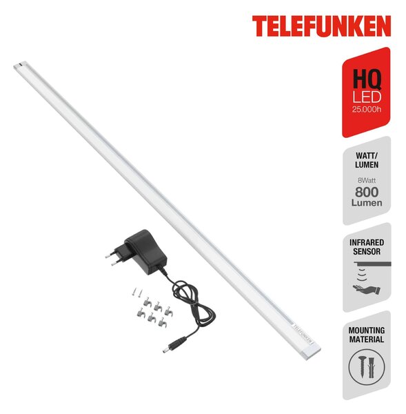 TF 201604TF TELEFUNKEN LED skříňkové svítidlo 87,3 cm 10W 1100lm stříbrná - BRILONER