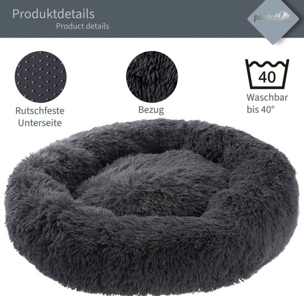Petstuff Pelíšek pro psa, kulatý, tmavě šedý, 60 cm