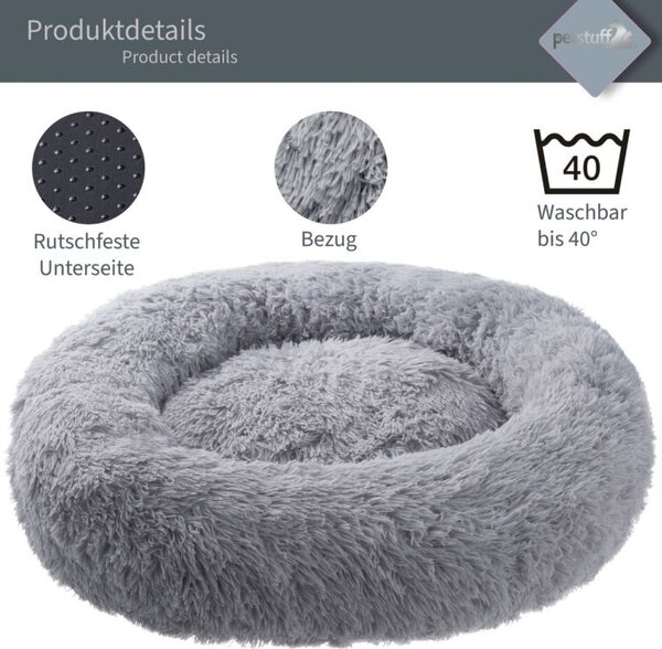 Petstuff Pelíšek pro psa, kulatý, světle šedý, 60 cm