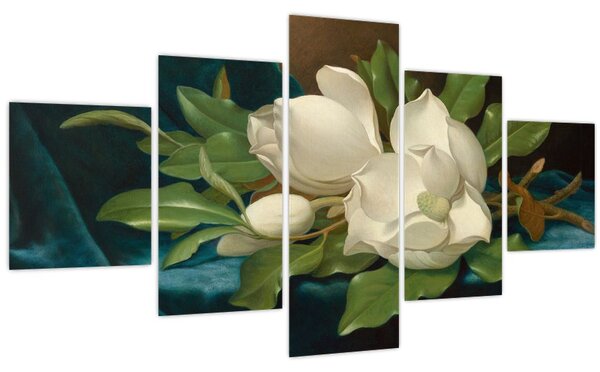 Obraz - Martin Johnson Heade, Giant Magnolias on a Blue Velvet Cloth, reprodukce (125x70 cm)