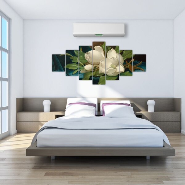 Obraz - Martin Johnson Heade, Giant Magnolias on a Blue Velvet Cloth, reprodukce (210x100 cm)