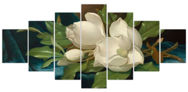 Obraz - Martin Johnson Heade, Giant Magnolias on a Blue Velvet Cloth, reprodukce (210x100 cm)