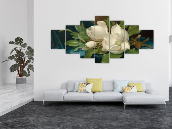 Obraz - Martin Johnson Heade, Giant Magnolias on a Blue Velvet Cloth, reprodukce (210x100 cm)