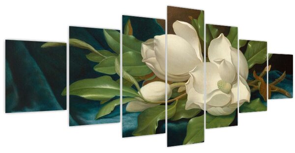 Obraz - Martin Johnson Heade, Giant Magnolias on a Blue Velvet Cloth, reprodukce (210x100 cm)