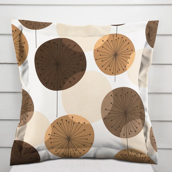 Biante Bavlněný povlak na polštář s lemem Sandra SA-488 Hnědo-béžové designové pampelišky 30 x 50 cm
