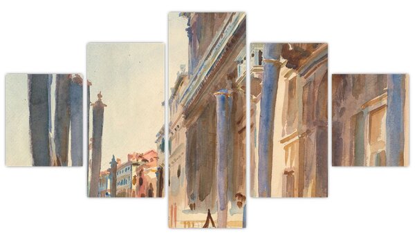 Obraz - John Singer Sargent, Gondola Moorings on the Grand Canal, reprodukce (125x70 cm)