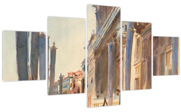 Obraz - John Singer Sargent, Gondola Moorings on the Grand Canal, reprodukce (125x70 cm)