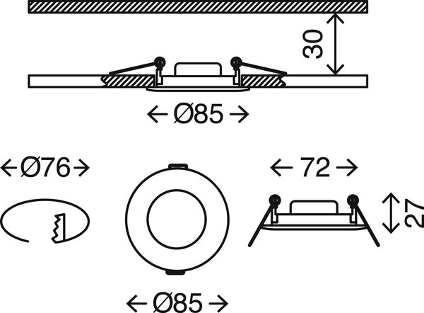 BRI 7113-432 3ks sada LED vestavné svítidlo, pr. 8,5 cm, 4,9 W, matný nikl - BRILONER