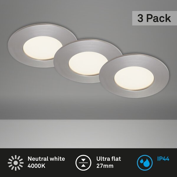 BRI 7113-432 3ks sada LED vestavné svítidlo, pr. 8,5 cm, 4,9 W, matný nikl - BRILONER