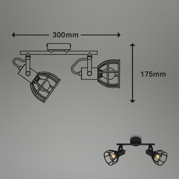 BRILO 2669-025 Bodové svítidlo 30 cm 2x E14 25W černá - BRILO