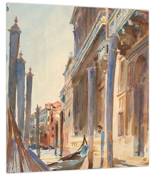 Obraz - John Singer Sargent, Gondola Moorings on the Grand Canal, reprodukce (30x30 cm)