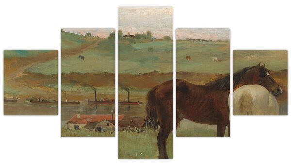 Obraz - Edgar Degas, Horses in a Meadow, reprodukce (125x70 cm)