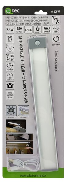 Podlinkové LED svítidlo QTEC stříbrná, šířka 33 cm