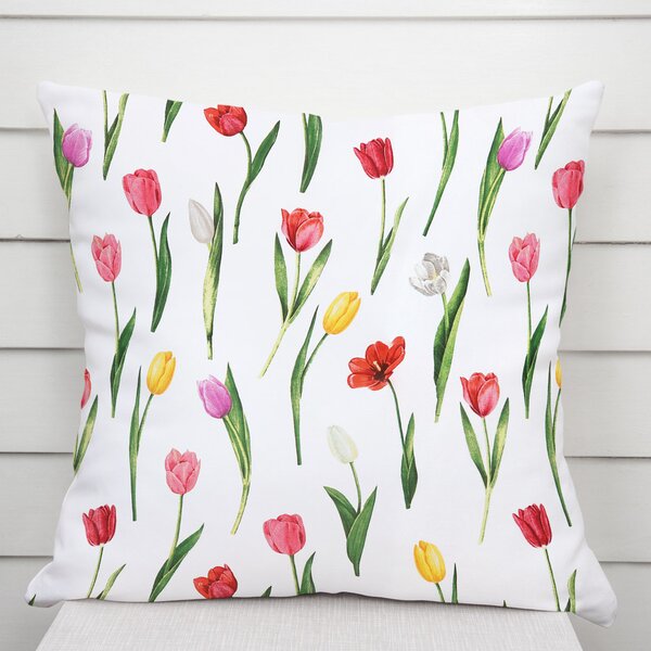 Biante Bavlněný povlak na polštář Sandra SA-506 Tulipány na bílém 30 x 50 cm