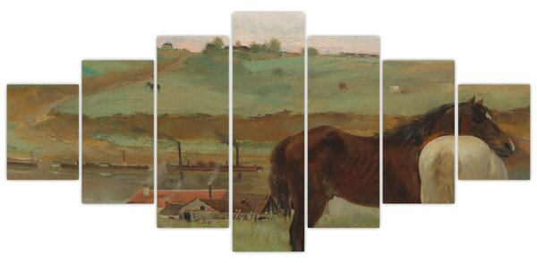 Obraz - Edgar Degas, Horses in a Meadow, reprodukce (210x100 cm)